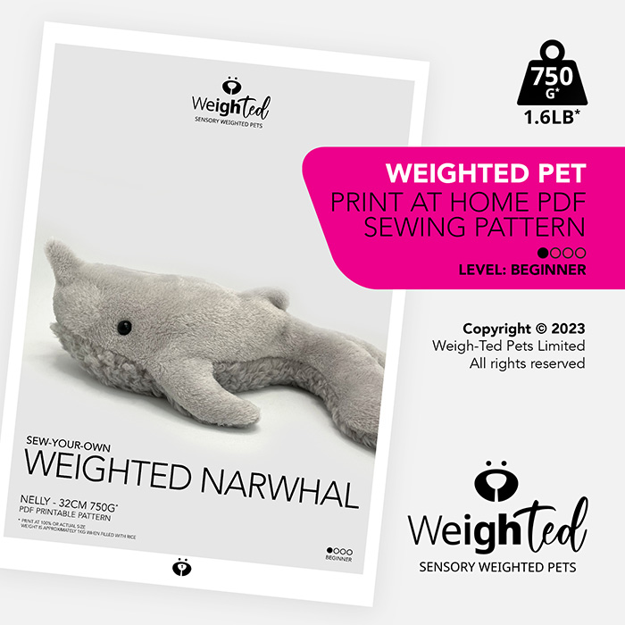 Weighted Narwhal Plush Sewing Pattern